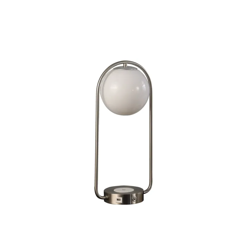 Silver Clip Globe USB Table Lamp By Homeroots | Table Lamps | Modishstore - 1