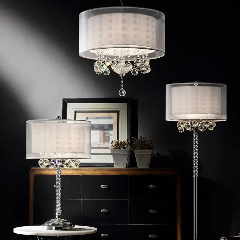 Chic Silver Ceiling Lamp with Crystal Accents and Silver Shade By Homeroots | Ceiling Lamps | Modishstore