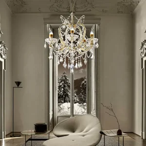 Five Light Glam Gold and Faux Crystal Chandelier By Homeroots | Chandeliers | Modishstore