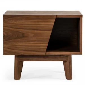Mid Century Walnut Light Brown Nightstand With One Drawer And One Shelf By Homeroots | Nightstands | Modishstore