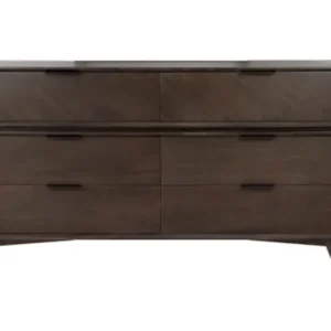 Acacia Solid Wood Six Drawer Double Dresser By Homeroots | Dressers | Modishstore - 1