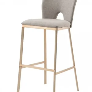 Set Of Two 41" Grey And Brass Bar Height Chairs With Footrest By Homeroots | Bar Stools | Modishstore