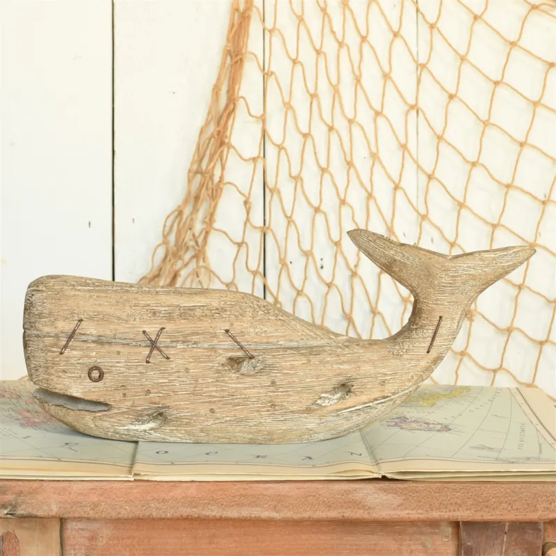 Kelso Wood Sperm Whale - Small - Natural Wood Set Of 4 By HomArt | Ornaments | Modishstore