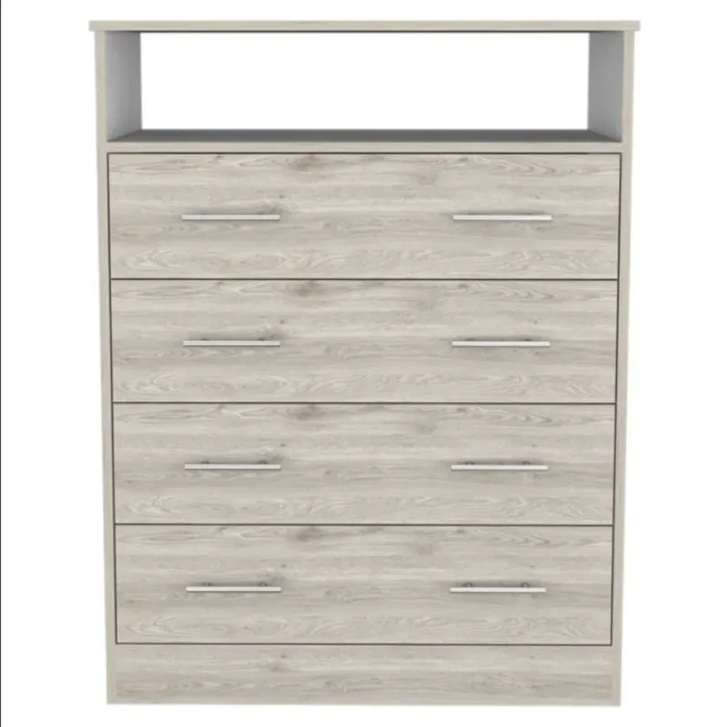 Light Grey Manufactured Wood Four Drawer Dresser By Homeroots | Dressers | Modishstore - 1