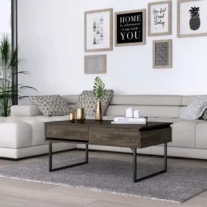 40" Dark Walnut Manufactured Wood Rectangular Lift Top Coffee Table With Drawer By Homeroots | Coffee Tables | Modishstore