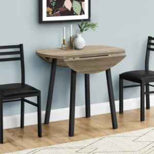 Three Piece Taupe and Black Round Dining Set with Two Chairs By Homeroots | Dining Sets | Modishstore - 1