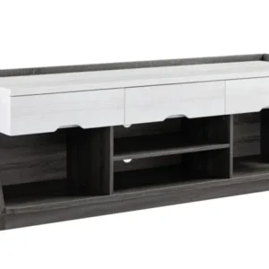 62" White Oak & Distressed Grey Particle Board Cabinetenclosed Storage TV Stand By Homeroots | TV Stands | Modishstore