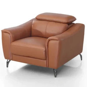 Orange And Silver Genuine Leather Lounge Chair By Homeroots | Accent Chairs | Modishstore - 1