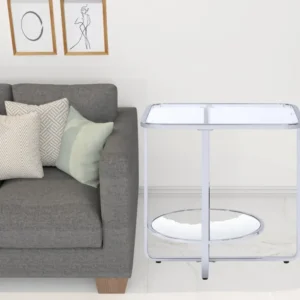 24" Chrome And Clear Glass Rectangular End Table By Homeroots | End Tables | Modishstore
