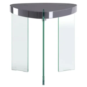 23" Clear And Gray Manufactured Wood And Glass Triangular End Table By Homeroots | End Tables | Modishstore