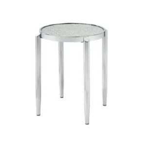 25" Silver Mirrored And Metal Round End Table By Homeroots | End Tables | Modishstore