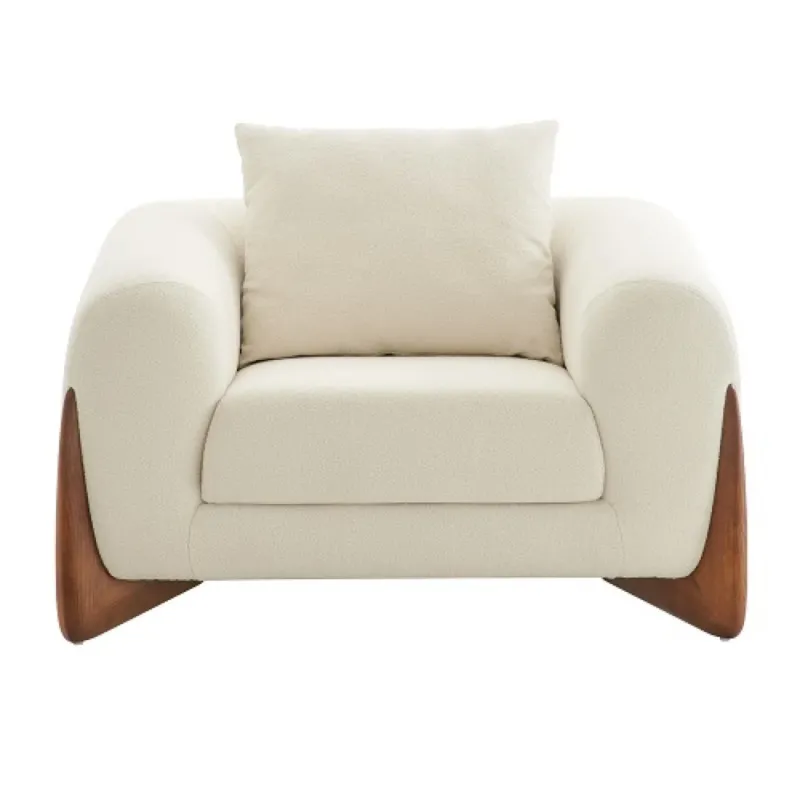 Cream And Brown Sherpa Arm Chair By Homeroots | Accent Chairs | Modishstore - 1