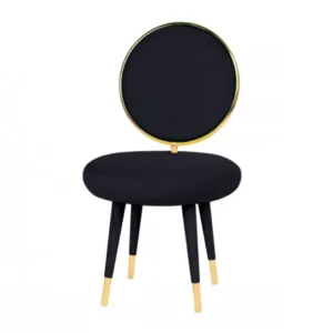 Set Of Two 21" Black Velvet And Black And Gold Solid Color Side Chair By Homeroots | Armchairs | Modishstore