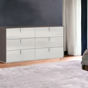 Gray Six Drawer Double Dresser By Homeroots | Dressers | Modishstore - 1