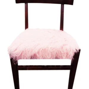 21" Blush Faux Fur And Dark Brown Solid Color Side Chair By Homeroots | Armchairs | Modishstore