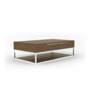 47" Silver And Walnut Rectangular Coffee Table With Two Drawers And Shelf By Homeroots | Coffee Tables | Modishstore