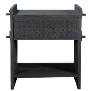 Dark Gray One Drawer Nightstand By Homeroots | Nightstands | Modishstore - 1