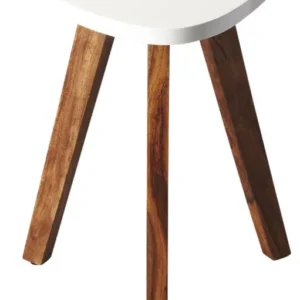 20" White and Natural Wood Triangle End Table By Homeroots | End Tables | Modishstore