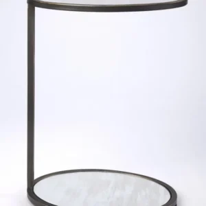23" Black Mirrored Oval End Table With Shelf By Homeroots | End Tables | Modishstore