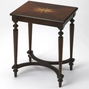 25" Cherry Brown Starburst Inlay End Table By Homeroots | End Tables | Modishstore