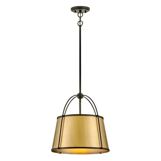 Clarke 16" Pendant | Black & Lacquered Dark Brass