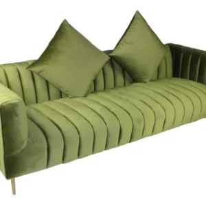 90" Moss Green Velvet And Gold Sofa With Two Toss Pillows By Homeroots | Sofas | Modishstore