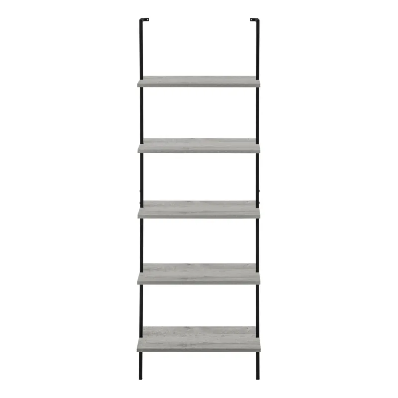 Gray Metal Five Tier Bookcase By Homeroots | Bookcases | Modishstore - 1