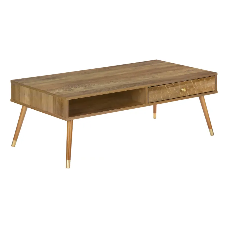 44" Walnut Rectangular Coffee Table With Drawer And Shelf By Homeroots | Coffee Tables | Modishstore