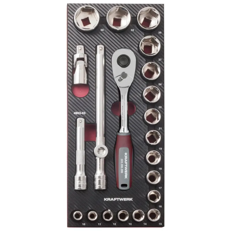 KRAFTWERK EVA3 Steckschlüsselsatz 1/2" – 22-teilig, COMPLETO Werkzeug-Einlage - KW-4903-03