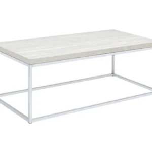48" Chrome And White Oak Manufactured Wood And Metal Rectangular Coffee Table By Homeroots | Coffee Tables | Modishstore