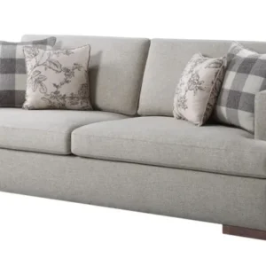 92" Fabric Linen And Brown Sofa With Four Toss Pillows By Homeroots | Sofas | Modishstore