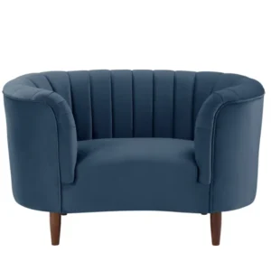 52" Blue Velvet And Black Striped Arm Chair By Homeroots | Armchairs | Modishstore