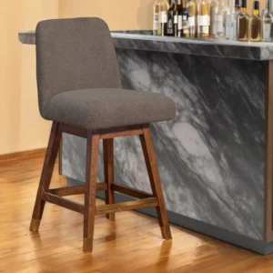Taupe and Brown Solid Wood Counter Height Swivel Bar Chair By Homeroots | Bar Stools | Modishstore - 1