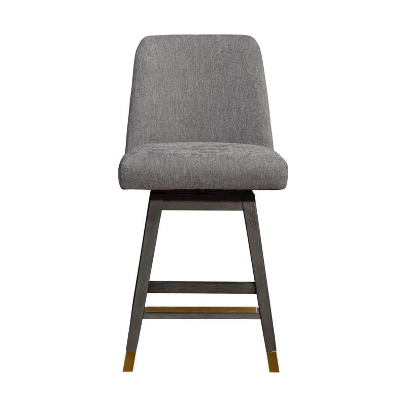 Taupe and Gray Solid Wood Counter Height Swivel Bar Chair By Homeroots | Bar Stools | Modishstore - 1