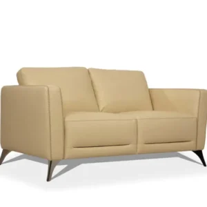 59" Cream Leather And Black Love Seat By Homeroots | Loveseats | Modishstore