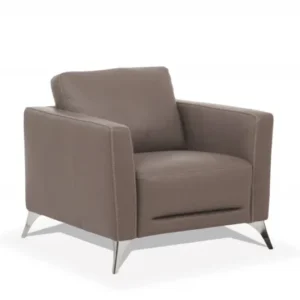 35" Taupe Genuine Leather And Black Arm Chair By Homeroots | Armchairs | Modishstore