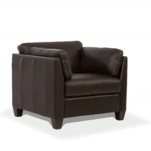 36" Chocolate Genuine Leather And Black Arm Chair By Homeroots | Armchairs | Modishstore