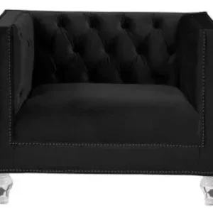 40" Black Velvet Tufted Arm Chair By Homeroots | Armchairs | Modishstore