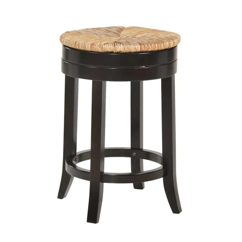 24" Natural And Espresso Swivel Backless Counter Height Bar Chair With Footrest By Homeroots | Bar Stools | Modishstore