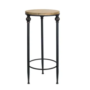 Set Of Two 12" Black And Brown Solid Wood Round End Tables By Homeroots | End Tables | Modishstore