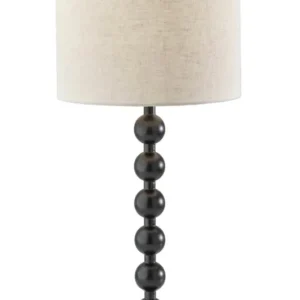 Black Solid Wood Candlestick Table Lamp With Off White Drum Shade By Homeroots | Table Lamps | Modishstore - 1