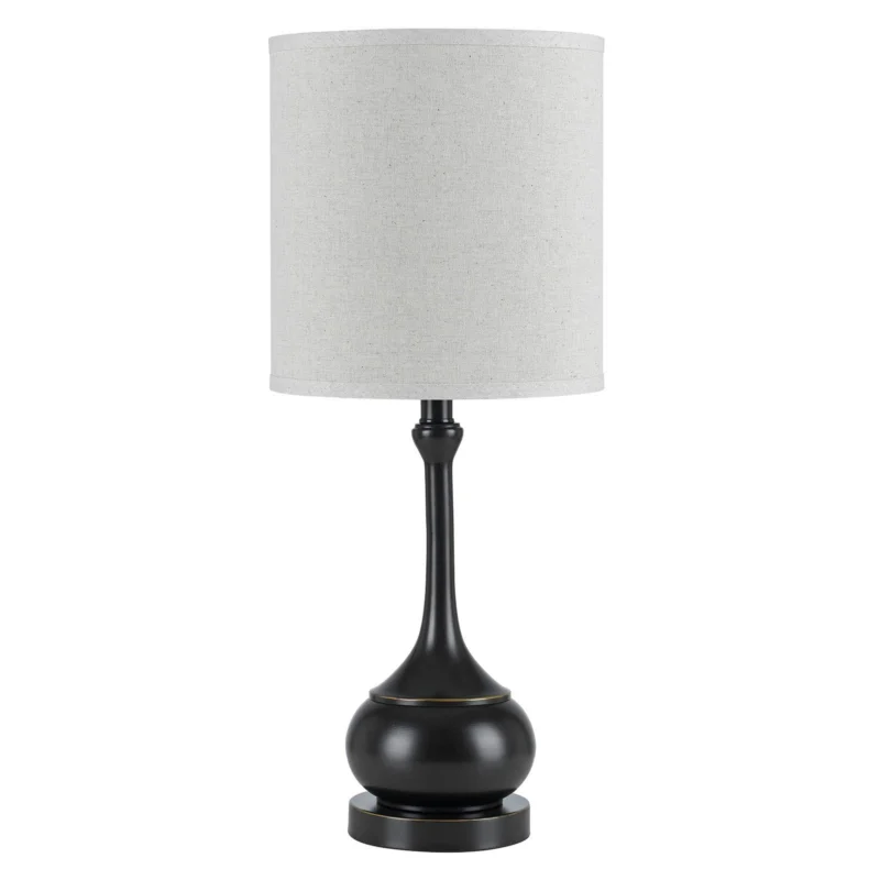 Bronze Metal Table Lamp With Beige Drum Shade By Homeroots | Table Lamps | Modishstore - 1