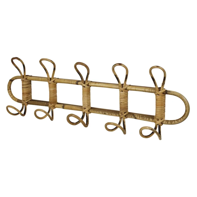Cairo Wall Hook, Rattan - 5 Hook Set Of 8 By HomArt | Hooks & Racks | Modishstore - 1