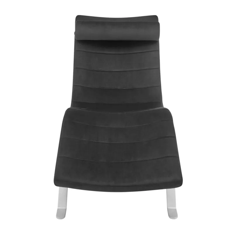 Black and Silver Velvet Lounge Chair By Homeroots | Accent Chairs | Modishstore - 1