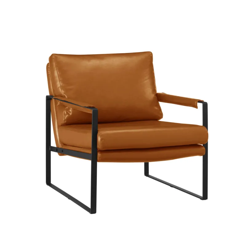 Brown Faux Leather And Black Arm Chair By Homeroots | Accent Chairs | Modishstore - 1