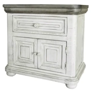 Ivory One Drawer Nightstand By Homeroots | Nightstands | Modishstore - 1