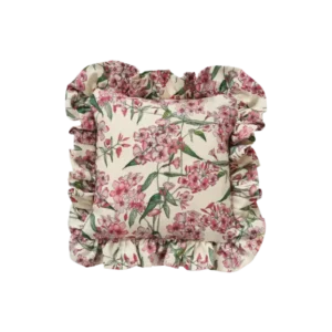 Square Pink Phlox Frill Cushion