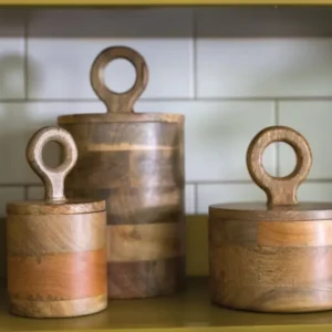 Mango Wood Canister Set Of 4 By Accent Decor | Jars & Canisters | Modishstore - 1