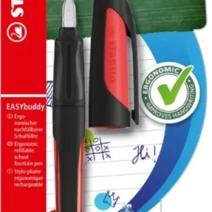 Ergonomic School Fountain Pen - STABILO EASYbuddy - M Nib - Black/Red