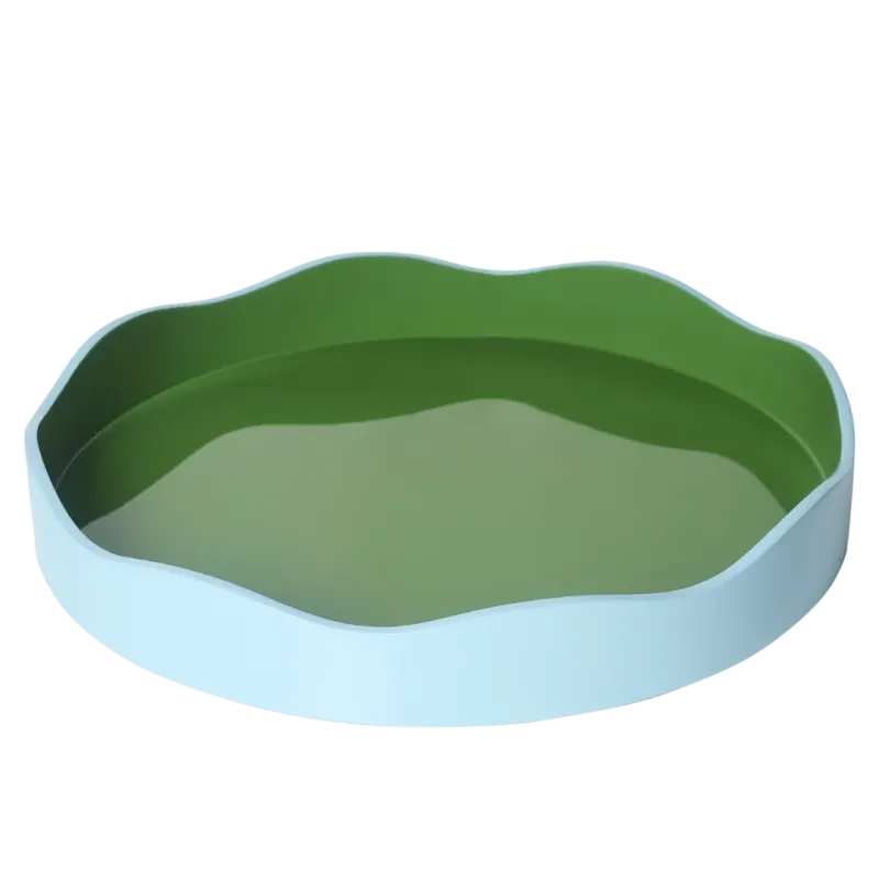 Allegra Round Wiggle Tray in Green and Blue
